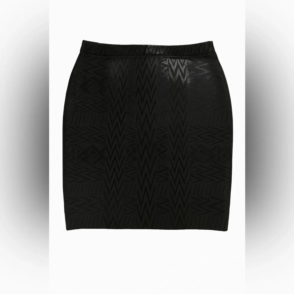 Deb Shops Black Jacquard Stretch Pencil Skirt XL